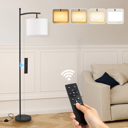 Dimmbare LED-Stehlampe „Netin 66“ mit gewölbter Form und Fernbedienung – N/A