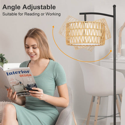 Dimmbare LED-Stehlampe „Netin 66“ mit gewölbter Form und Fernbedienung – N/A