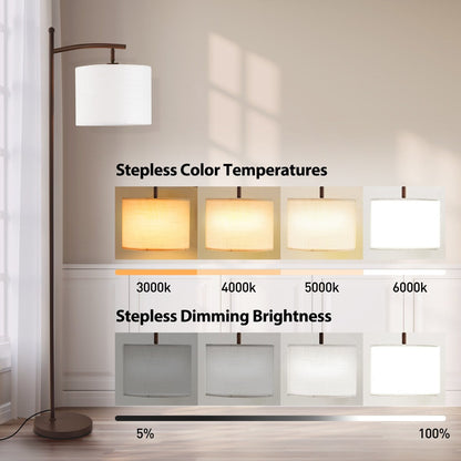 Dimmbare LED-Stehlampe „Netin 66“ mit gewölbter Form und Fernbedienung – N/A