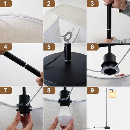 Dimmbare LED-Stehlampe „Netin 66“ mit gewölbter Form und Fernbedienung – N/A
