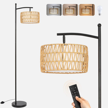 Dimmbare LED-Stehlampe „Netin 66“ mit gewölbter Form und Fernbedienung – N/A