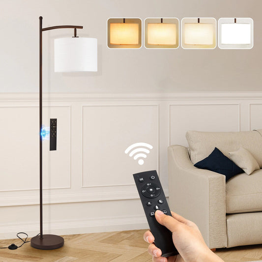 Dimmbare LED-Stehlampe „Netin 66“ mit gewölbter Form und Fernbedienung – N/A