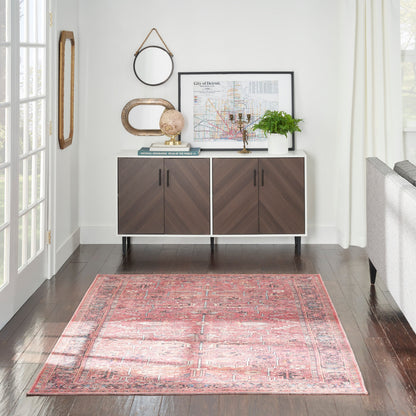 New Concept Washables Vintage Persian Floral Machine Washable Area Rug