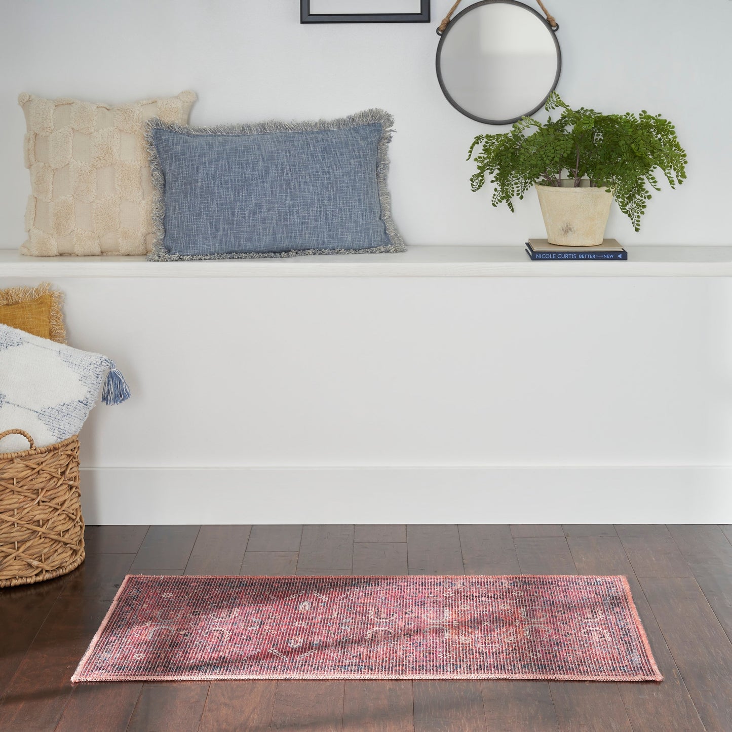 New Concept Washables Vintage Persian Floral Machine Washable Area Rug