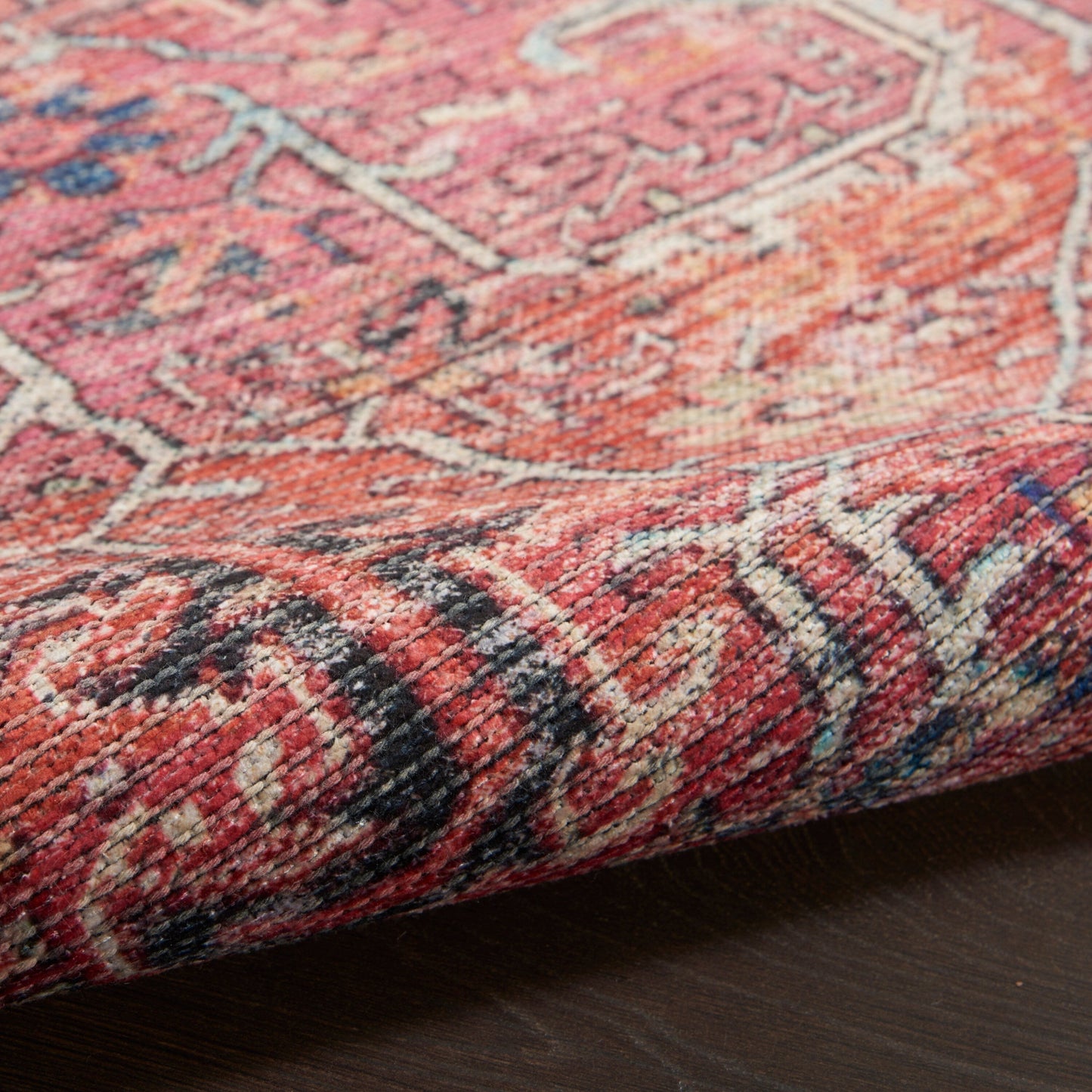 New Concept Washables Vintage Persian Floral Machine Washable Area Rug