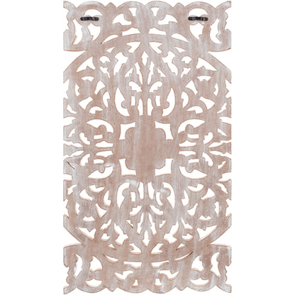 Norma Floral, handgeschnitztes Wandbild aus Naturholz, 122 x 71 cm, 3-teilig