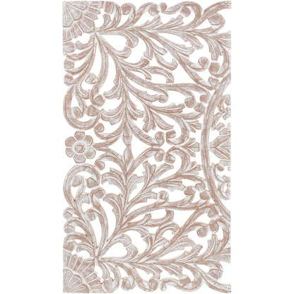 Norma Floral, handgeschnitztes Wandbild aus Naturholz, 122 x 71 cm, 3-teilig