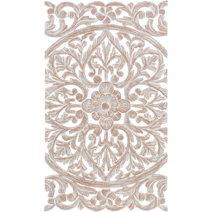 Norma Floral, handgeschnitztes Wandbild aus Naturholz, 122 x 71 cm, 3-teilig