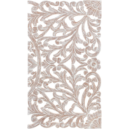 Norma Floral, handgeschnitztes Wandbild aus Naturholz, 122 x 71 cm, 3-teilig