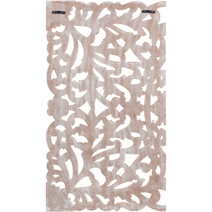 Norma Floral, handgeschnitztes Wandbild aus Naturholz, 122 x 71 cm, 3-teilig