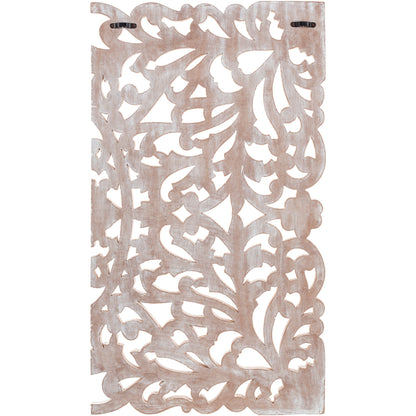 Norma Floral, handgeschnitztes Wandbild aus Naturholz, 122 x 71 cm, 3-teilig