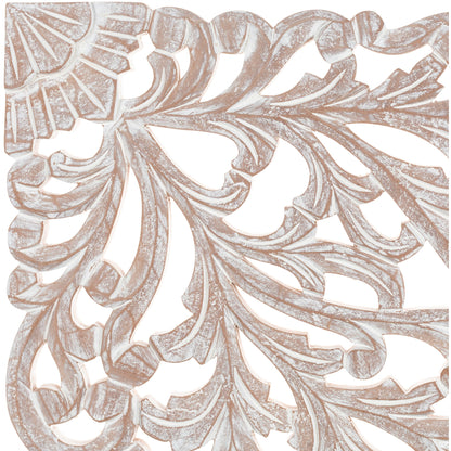 Norma Floral, handgeschnitztes Wandbild aus Naturholz, 122 x 71 cm, 3-teilig