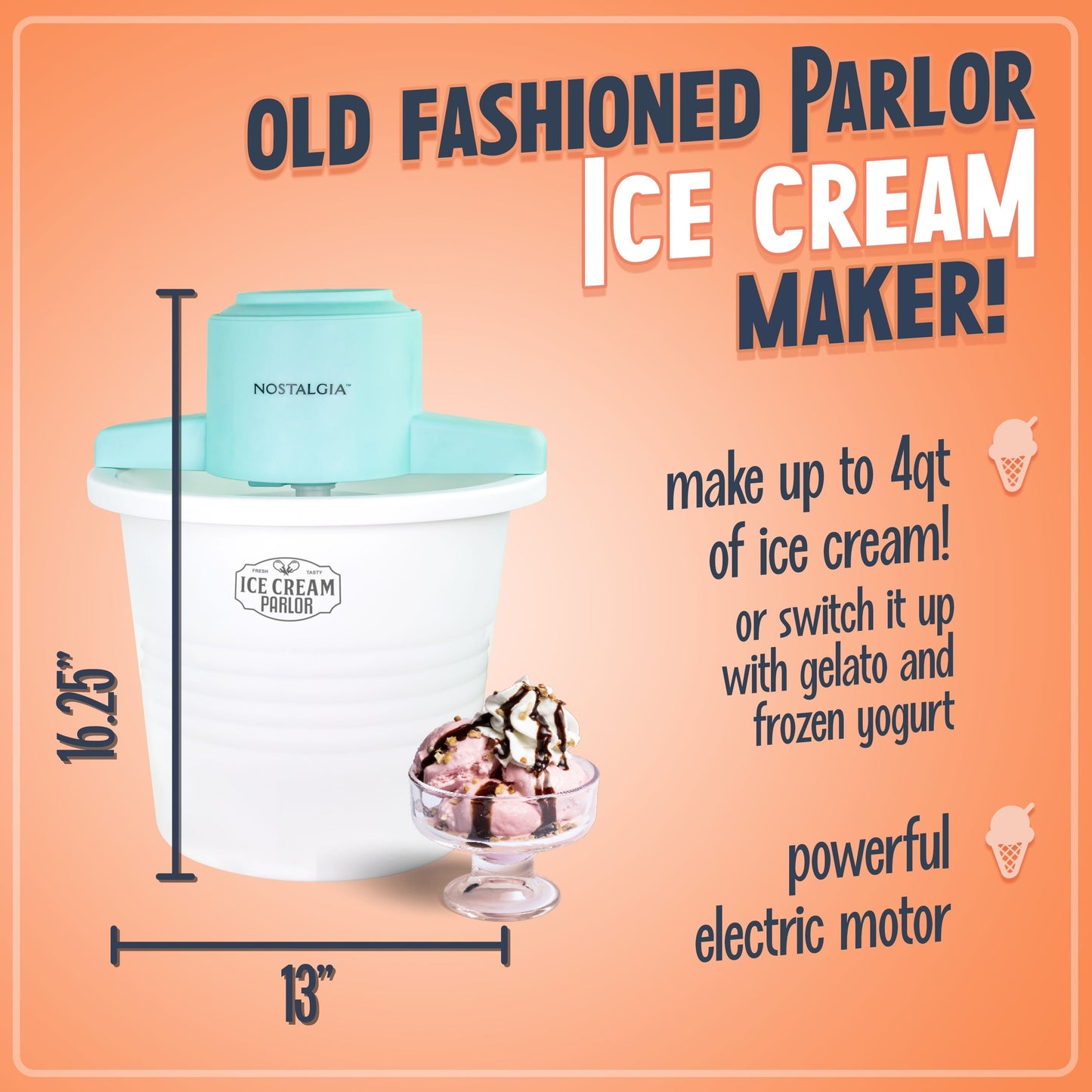 Nostalgia 4 Quart Parlor Elektrische Eismaschine