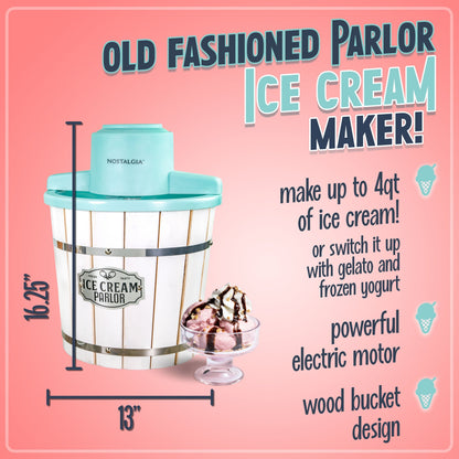 Nostalgia 4 Quart Parlor Elektrische Eismaschine