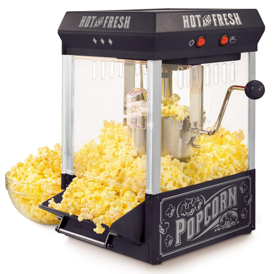 Nostalgia Vintage 2,5-Unzen-Tischkessel-Popcornmaschine, Schwarz