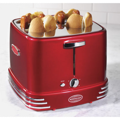 Nostalgia RHDT800RETRORED Retro Series 4-Schlitz-Pop-Up-Hot-Dog-Toaster
