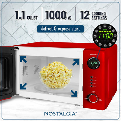 Nostalgie-Retro-Tischmikrowelle 1,1 Kubikfuß &amp; 1000 Watt