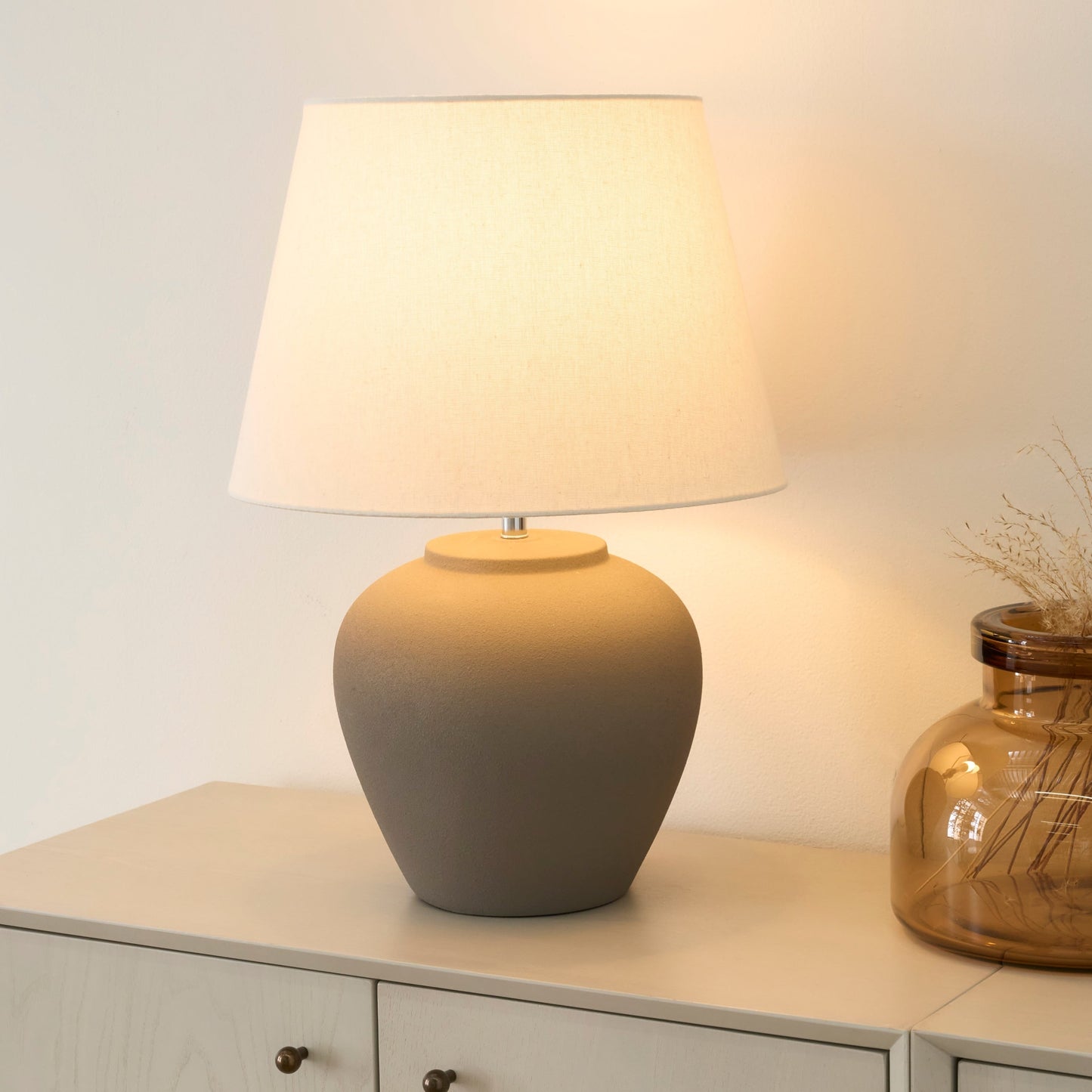 Nourison 20 Rustikale Keramiktopf-Tischlampe