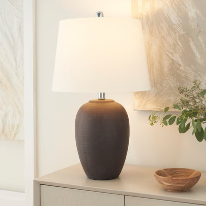 Nourison 23 Tischlampe aus unglasierter Keramik im Glas