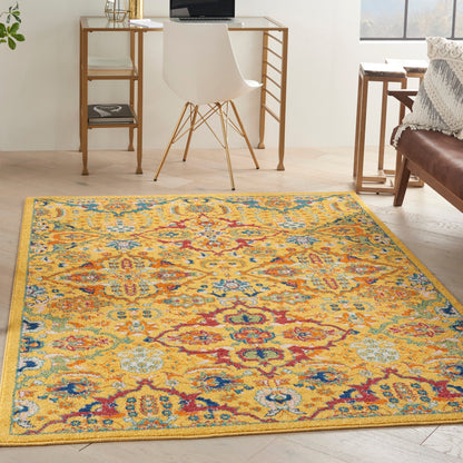 Nourison Allur Moderner Boho-Teppich mit Blumenmedaillon