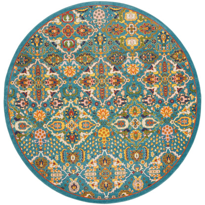 Nourison Allur Moderner Boho-Teppich mit Blumenmedaillon