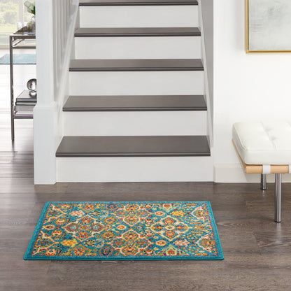 Nourison Allur Moderner Boho-Teppich mit Blumenmedaillon