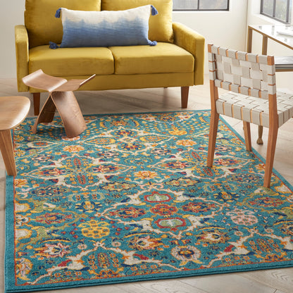 Nourison Allur Moderner Boho-Teppich mit Blumenmedaillon