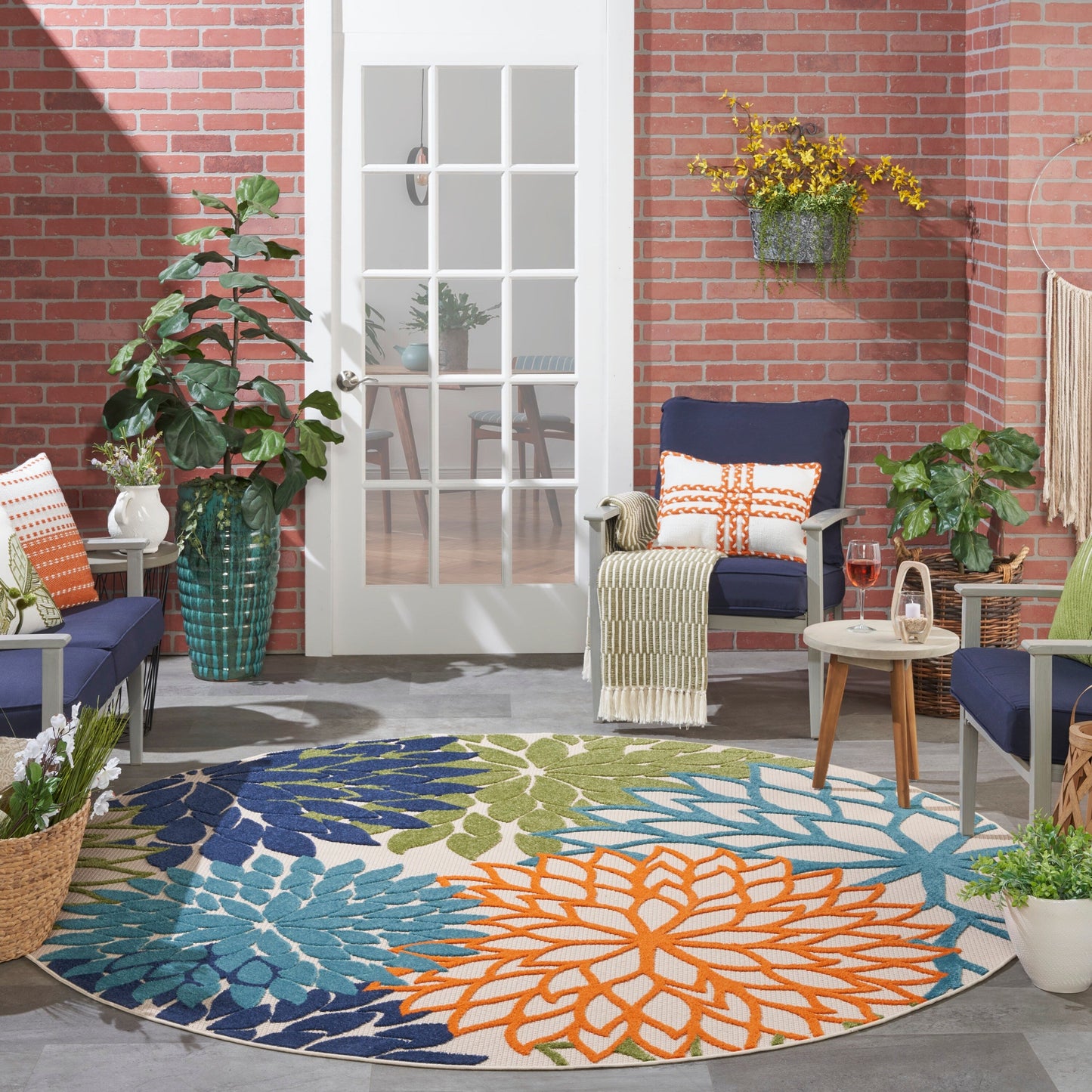 Nourison Aloha Floral Moderner Teppich für drinnen und draußen