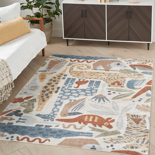 Nourison Astra – maschinenwaschbarer Teppich mit Tiermuster