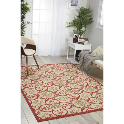 Nourison – Teppich für drinnen und draußen, karibisches Blumenmuster, geometrisches Muster