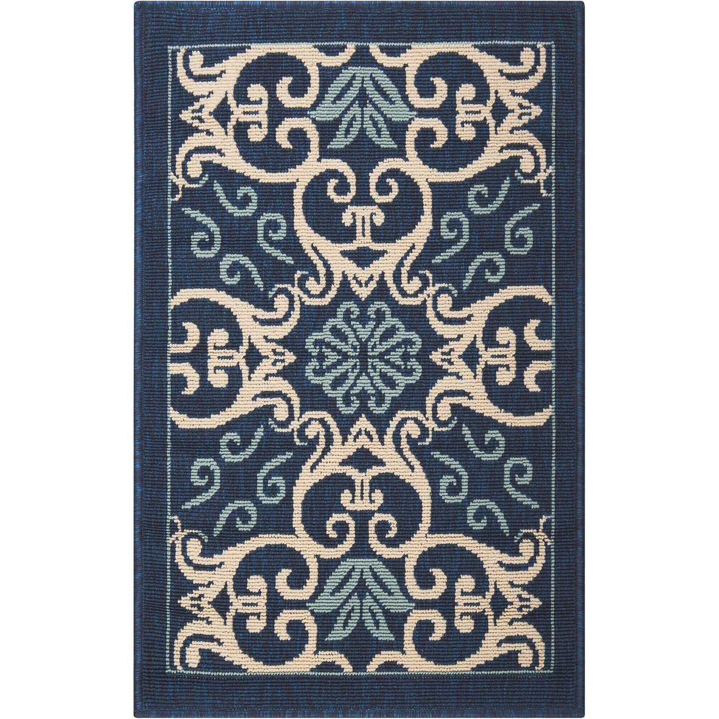 Nourison – Teppich für drinnen und draußen, karibisches Blumenmuster, geometrisches Muster
