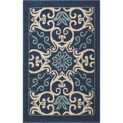 Nourison – Teppich für drinnen und draußen, karibisches Blumenmuster, geometrisches Muster