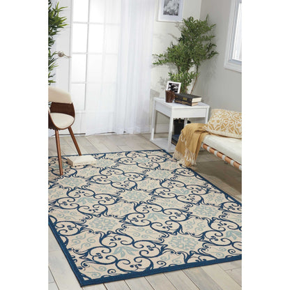 Nourison – Teppich für drinnen und draußen, karibisches Blumenmuster, geometrisches Muster