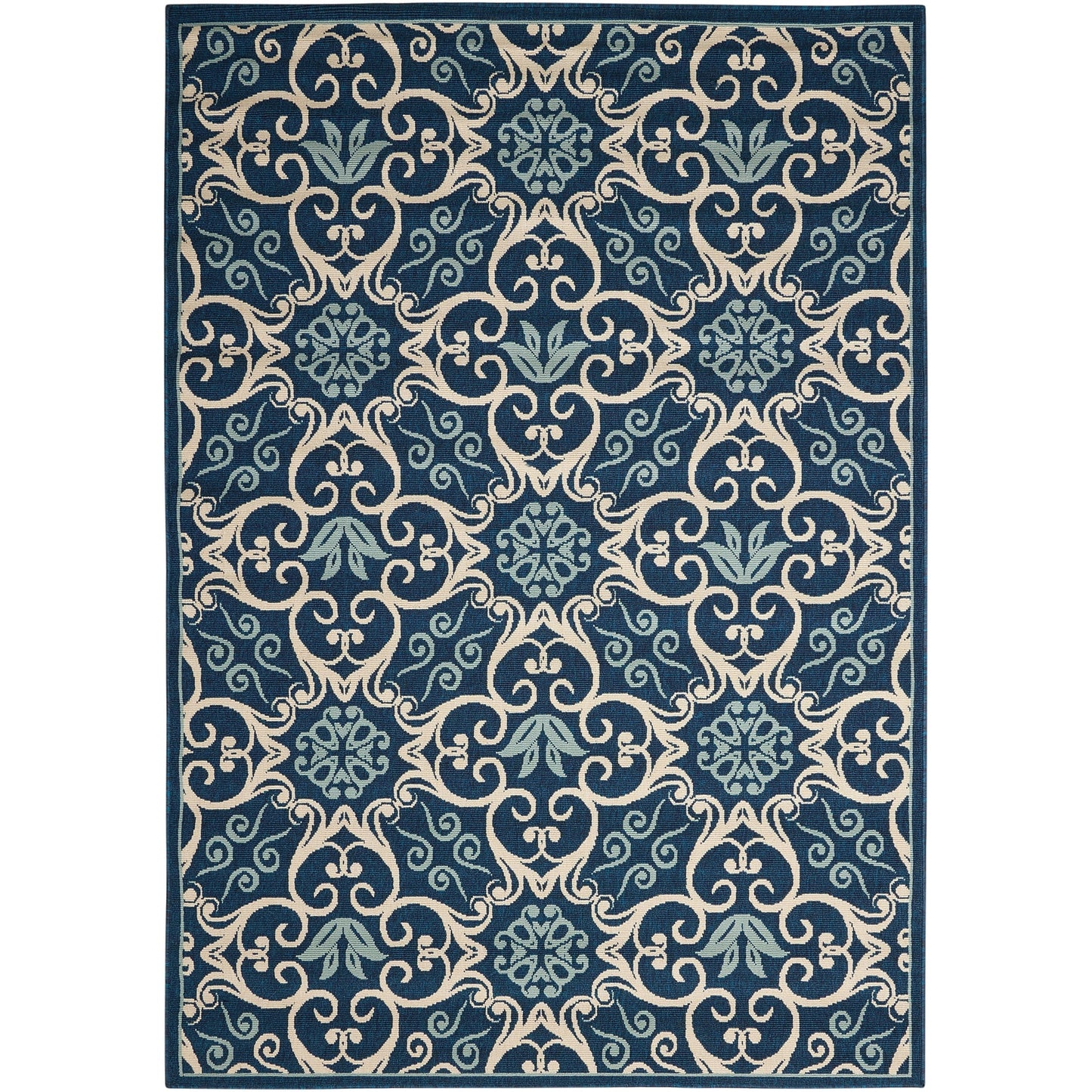 Nourison – Teppich für drinnen und draußen, karibisches Blumenmuster, geometrisches Muster