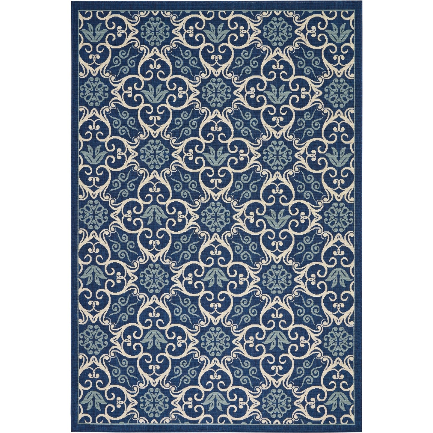 Nourison – Teppich für drinnen und draußen, karibisches Blumenmuster, geometrisches Muster