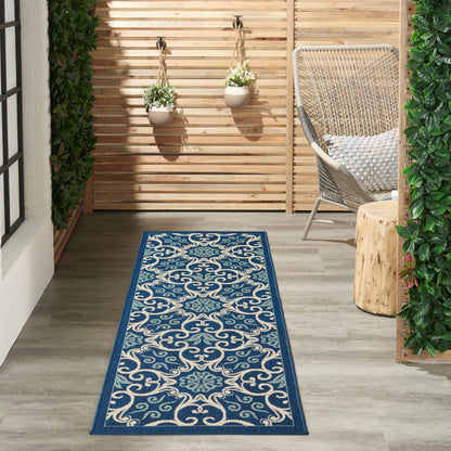 Nourison – Teppich für drinnen und draußen, karibisches Blumenmuster, geometrisches Muster