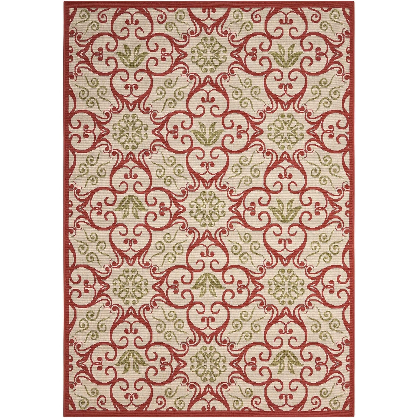 Nourison – Teppich für drinnen und draußen, karibisches Blumenmuster, geometrisches Muster