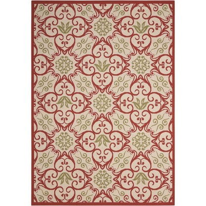 Nourison – Teppich für drinnen und draußen, karibisches Blumenmuster, geometrisches Muster