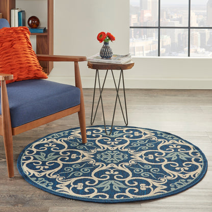Nourison – Teppich für drinnen und draußen, karibisches Blumenmuster, geometrisches Muster