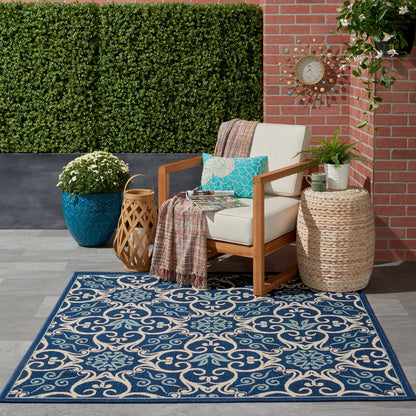 Nourison – Teppich für drinnen und draußen, karibisches Blumenmuster, geometrisches Muster