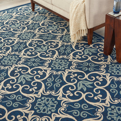 Nourison – Teppich für drinnen und draußen, karibisches Blumenmuster, geometrisches Muster