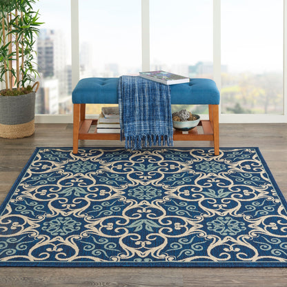 Nourison – Teppich für drinnen und draußen, karibisches Blumenmuster, geometrisches Muster