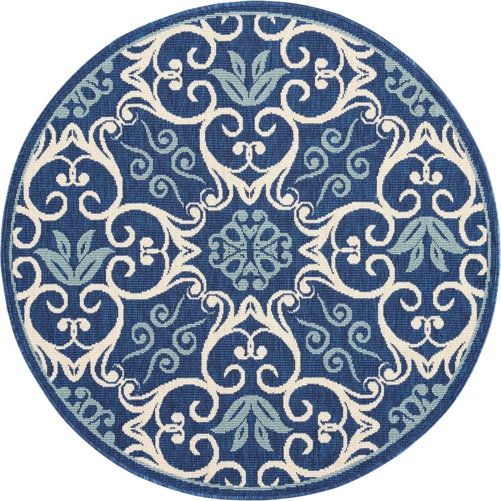 Nourison – Teppich für drinnen und draußen, karibisches Blumenmuster, geometrisches Muster