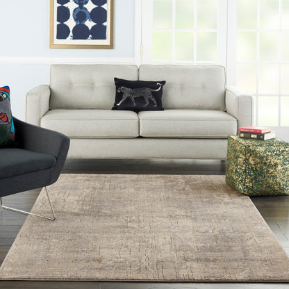 Nourison Concerto Distressed Abstract Beige Grau Area Teppich
