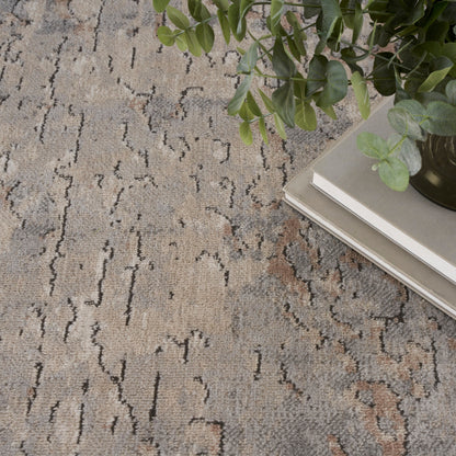 Nourison Concerto Distressed Abstract Beige Grau Area Teppich
