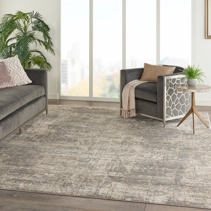 Nourison Concerto Distressed Abstract Beige Grau Area Teppich