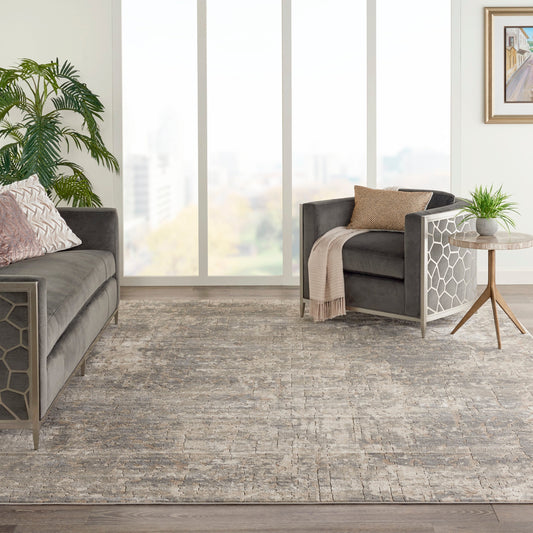Nourison Concerto Distressed Abstract Beige Grau Area Teppich
