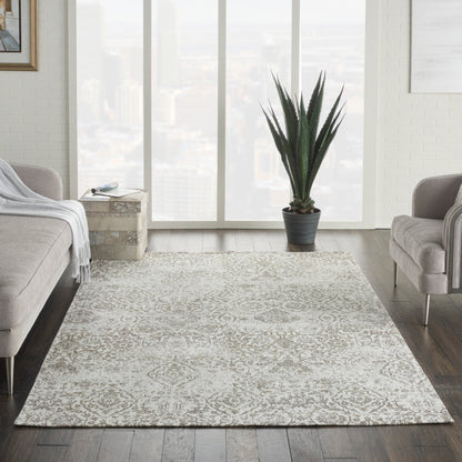 Nourison Damask Distressed Contemporary Area Rug