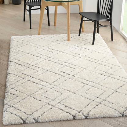 Nourison Luxuriöser Shag Ultra Plüschflor Abstrakter Geometrischer Flächenteppich