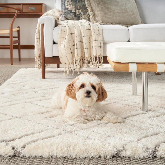 Nourison Luxuriöser Shag Ultra Plüschflor Abstrakter Geometrischer Flächenteppich